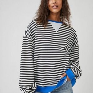 Free People Classic Striped Crew in Black Combo (NWT)